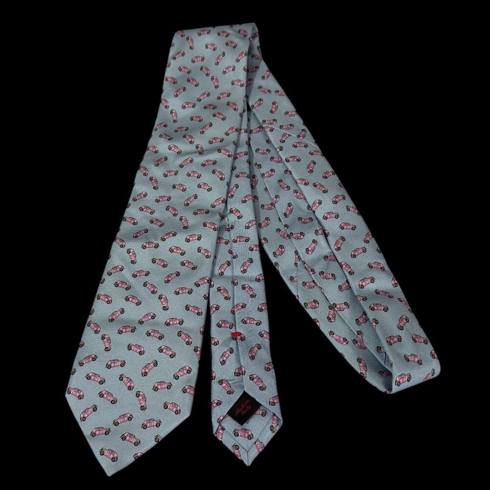Tumi Pink Cruiser Necktie Made In Italy 100% Silk Tie Surfer Beach - Picture 2 of 6